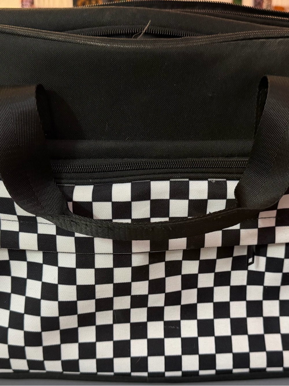 Black and White Checkerboard Laptop Messenger Bag